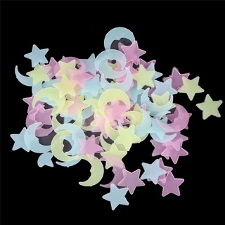 LADYHOME 100 Stars Moon Storage Fluorescent Luminous Stickers Bedroom Decoration Kids Toy .