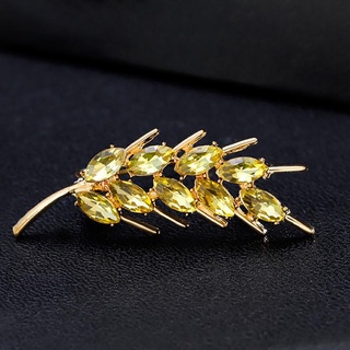 broche dorado con diamantes, broche de trigo de cobre, broches de cristal, moda, pasadores de bufanda (1)