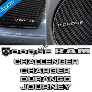 4 unids/set coche Audio aluminio etiqueta engomada de Control Central Multimedia altavoz pantalla emblema de la pantalla de la insignia de la etiqueta engomada para Dodge Challenger RAM Journey