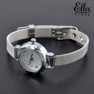 Ellastore123 reloj de pulsera de cuarzo delgado con incrustaciones de diamantes de imitación para mujer (3)