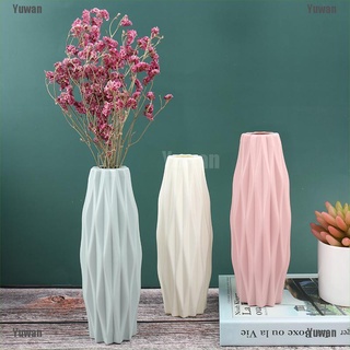 <yuwan> florero de flores decoración del hogar jarrón de plástico blanco imitación cerámica maceta