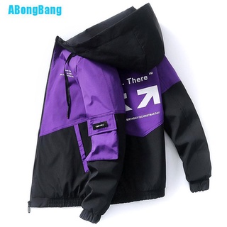 Abongbang hombres primavera y otoño nuevas chaquetas de calle alta moda impresión abrigo de carga costura Color a prueba de viento chaqueta piloto masculino (4)