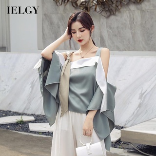IELGY One-shoulder Korean version Women's clothing Top Breathable Thin Loose Silky Strapless Temperament