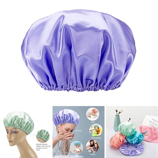 gorro de ducha, gorro de ducha para mujer, doble capa impermeable de baño sombrero de ducha protección del cabello reutilizable (azul)