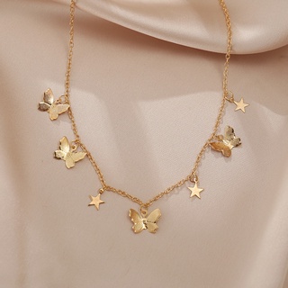 Collar De cadena De mariposa De oro De plata a la moda Estilo Coreano cadena Dangle collar mujer accesorios regalo (2)