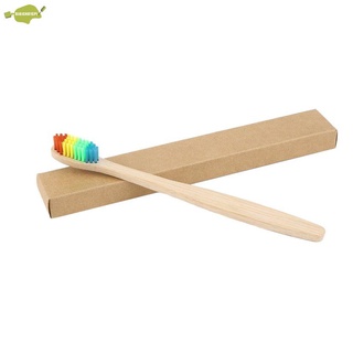 entorno arco iris bambú cepillo de dientes cuidado oral con cerdas suaves unisex (9)