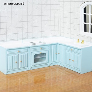 4 unids/set 1:12 casa de muñecas miniatura muebles de madera azul gabinete de cocina conjunto.
