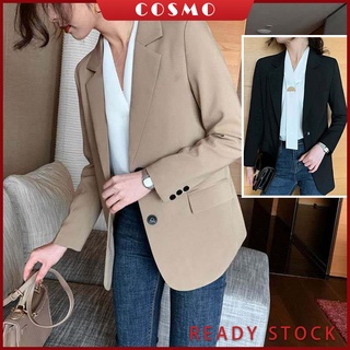 Cosmo Plus tamaño S-2XL Retro abrigo Blazer manga larga versátil chaqueta suelta primavera y otoño suelto Casual Blazer para las mujeres 2020 nuevo Color sólido