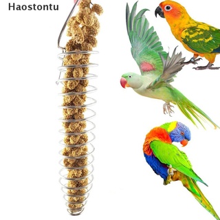 [Haostontu] Parrot Bird Food Fruit Basket Stainless Steel Feeding Device Birds Cage Feeder .