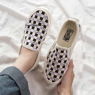 [beautifulandlovejr] zapatillas de deporte para mujer de moda checkboard deslizamiento en zapatos confort casual zapatos de caminar