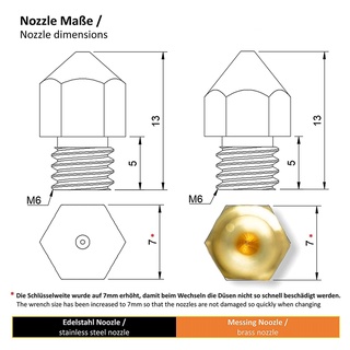Boquilla De impresora 3d-juego De boquillas De acero inoxidable-Bronze/Para impresora Anycubic I3 Mega 3d-Prusa I3 (6)