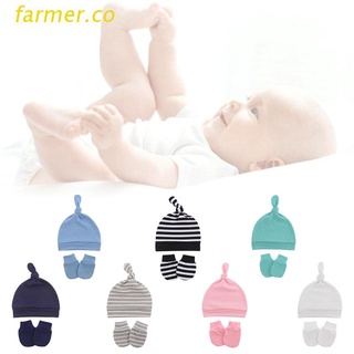 far2 bebé anti-arañazos guantes anudados sombrero conjunto de manoplas recién nacido gorro caliente kit de ducha regalos