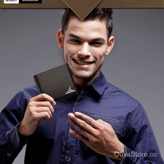 los hombres de la cartera de cuero suave corto cartera larga cartera de los hombres multifuncional de cuero de la tarjeta de la bolsa delgada monedero (9)