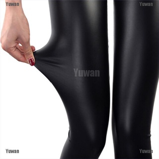 <yuwan> leggings de cuero sintético para mujer leggings delgados leggings elásticos y push up