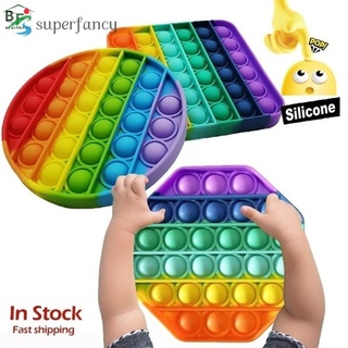Rainbow Push Pops burbuja sensorial juguete Pop It Fidget para autismo Squishy alivio del estrés juguetes divertidos antiestrés
