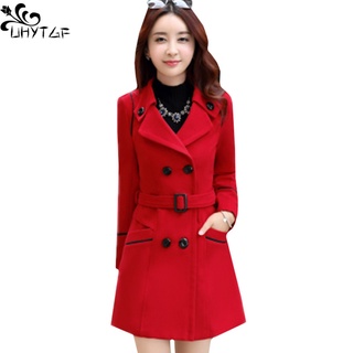 Uhytgf coreano invierno mujer abrigo de lana 2021más el tamaño de las mujeres de lana abrigo largo femenino otoño moda doble botonadura mujeres Ja