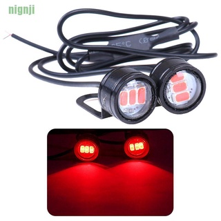 [nin]2 pzs espejo retrovisor de motocicleta ojo águila 3 luces LED estroboscópicas rojo (1)