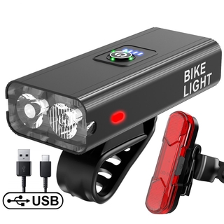 2 Pzas Luz Fuerte T6/LED Para Bicicleta Recargable Por USB MTB De Carretera/Impermeable/Linterna De Ciclismo/Con Trasera (Cable Incluido) (1)