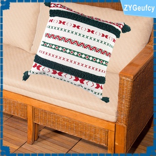 funda de almohada de algodón geométrica hecha a mano, diseño de navidad