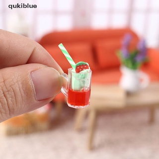 qukiblue miniatura 1:12 fresa sandía jugo helado taza mini escena modelo diy co