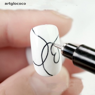 【artglococo】 Nail Art Graffiti Pen Black Color UV Gel Design Dot Painting Detailing Pen Brush .