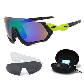 Juego de 3 piezas gafas de sol polarizadas ciclismo deportes al aire libre a prueba de viento gafas con caja (4)