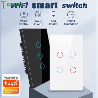t 1/2/3/4 gang TUYA WiFi Smart Touch Switch Luz Hogar Botón De Pared 120 * 72 Mm Cable Neutro Para Alexa Y Google Home Assistant US Standard tootry