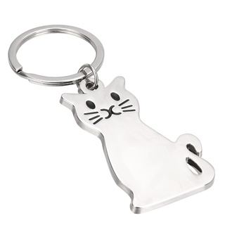 1Pc moda lindo plata Animal gato Metal llavero llavero regalo ☆Hengmatimevo (3)