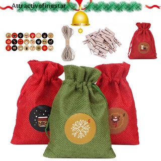 [afs] 24 unids/set 10*14cm navidad calendario de adviento bolsas de regalo para fiesta de navidad (8)