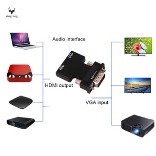 Convertidor Hembra A VGA Macho Con Adaptador De Audio Compatible Con HDMI 1080P