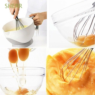 SHERR Cake Egg Stirring Coffee Milk Mixer Handle Mixer Egg Beater Portable Stainless Steel Gadgets Whisk Kitchen Cooking Tools