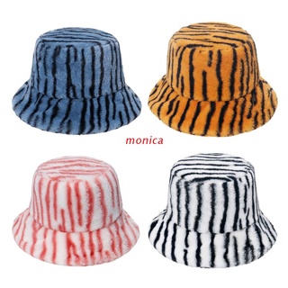 mon hipster zebra rayas sombrero de lavabo suave imitación conejo piel gorra de peluche pescador sombrero