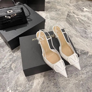 Valentino_ remache zapatos puntiagudos sandalias de tacón alto moda Casual tacones altos (6 cm/8 cm) zapatos de mujer 34-40