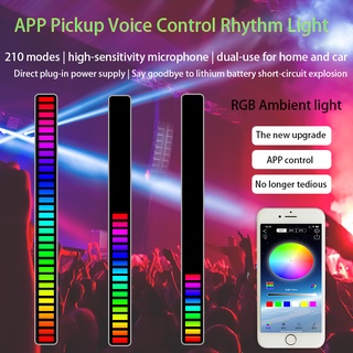 Luz led RGB de control de sonido para teléfono APP control de captura de voz activado por voz luces de ritmo tipo c Barra de Luz mbiente de música colorida