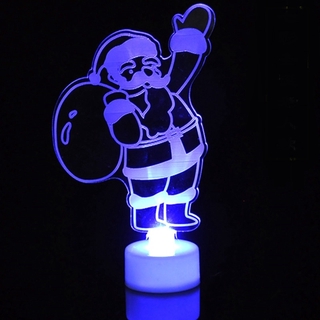 1 pc colorido led árbol de navidad muñeco de nieve santa claus acrílico led luces de noche/fiesta en casa navidad boda festival decoración lámpara [aurora] (5)