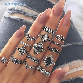 Hap 15 unids/Set mujeres Vintage aleación hueco Midi conjunto de anillos de dedo conjunto de nudillos anillo de joyería regalos