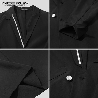 Incerun hombres negro Casual moda Irregular cremallera manga larga suelta Blazer (9)