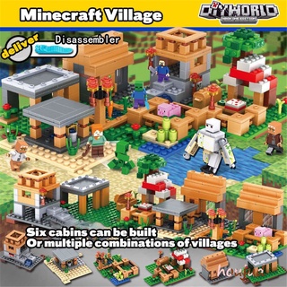 bloques de construcción lego compatibles con lego minecraft series bloques de construcción pequeñas partículas ensambladas juguetes educativos cerebrales (nueva casa de granja) houjud