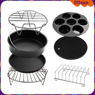 8\" freidora de aire conjunto de chips accesorios para hornear olla pizza pan pastel molde herramientas de cocina (1)