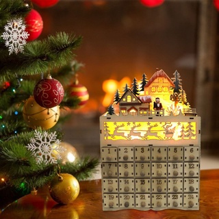 Advent calendario De madera navideña con 24 cajones-con iluminación Led