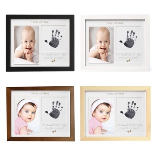 JE Newborn Infant Handprint Footprint Wood Picture Frame Photo Ornaments Baby Birthday Keepsake Shower Gift
