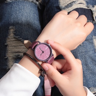 reloj de cuarzo luminoso a prueba de agua de cuero de oro rosa simple a la moda para mujer