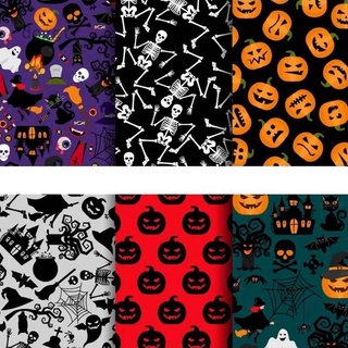 Doggtr 6 piezas de tela de Patchwork de Halloween estampado de tela de acolchado para bricolaje costura hecha a mano de algodón tejido (1)