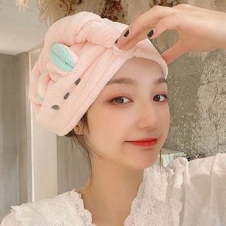 shami mujeres sombrero de ducha suave envoltura gorra cabello seco toalla conejo oso koala lindo super absorbente baño secado rápido turbante secado rápido (5)