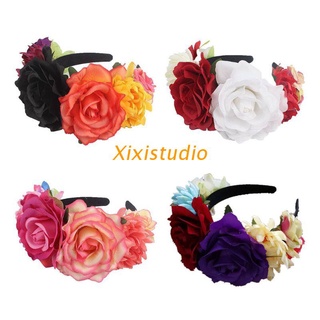 Xixi diadema multicolor con Flores Rosas artificiales Para halloween/día De la muerte