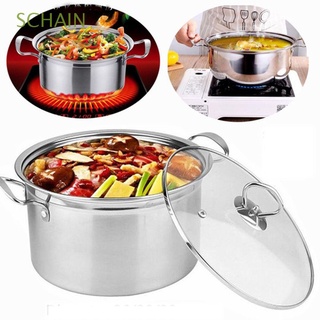 SCHAIN Non-stick Soup Pot Multi-purpose Hot Pot Steamer Pot Boiler Universal Stainless Steel No Magnet Pan Soup Stock Cooking Milk Pot
