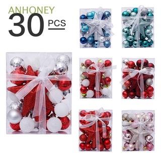 ANHONEY 30Pcs 3CM Plastic Ball Bauble Party Supplies Xmas Hanging Drop Pendant New Year DIY Gifts Home Decor Crafts Christmas Tree Decoration