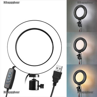hihappyhour 6" led anillo de luz regulable usb 5500k lámpara de relleno fotografía teléfono video en vivo