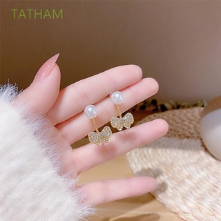 tatham regalos pendientes de tuerca mini perla pendientes bownot pendientes moda lindo temperamento s925 plata aguja simple fashiion joyería/multicolor