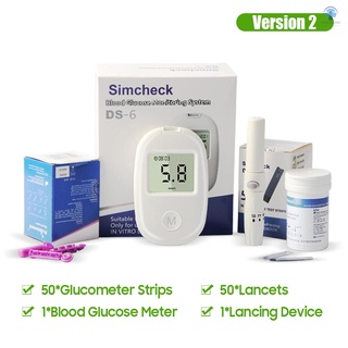 Kit De Monitor De Glucosa En Sangre 50 Tiras De Glucómetro/50 Lancetas/1 Medidor Dispositivo De Balanceo Prueba De Diabetes Sin Codificación (1)